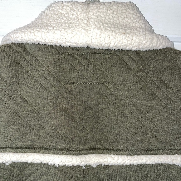 Anthropologie Saturday Sunday Olive Green Quilted Sherpa Vest - Picture 7 of 17